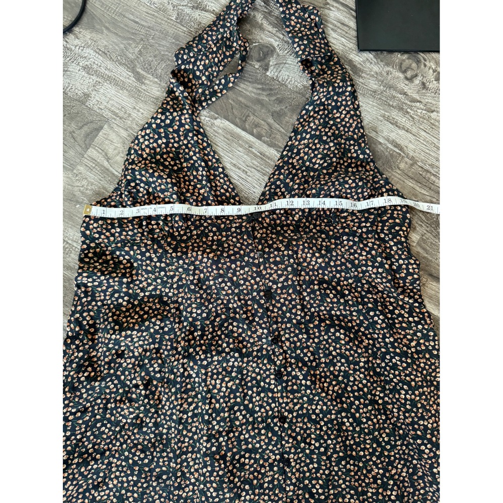 Free People C'est La Vie Mini Dress Floral Halter Open Back Tie Womens Size L - Picture 7 of 7